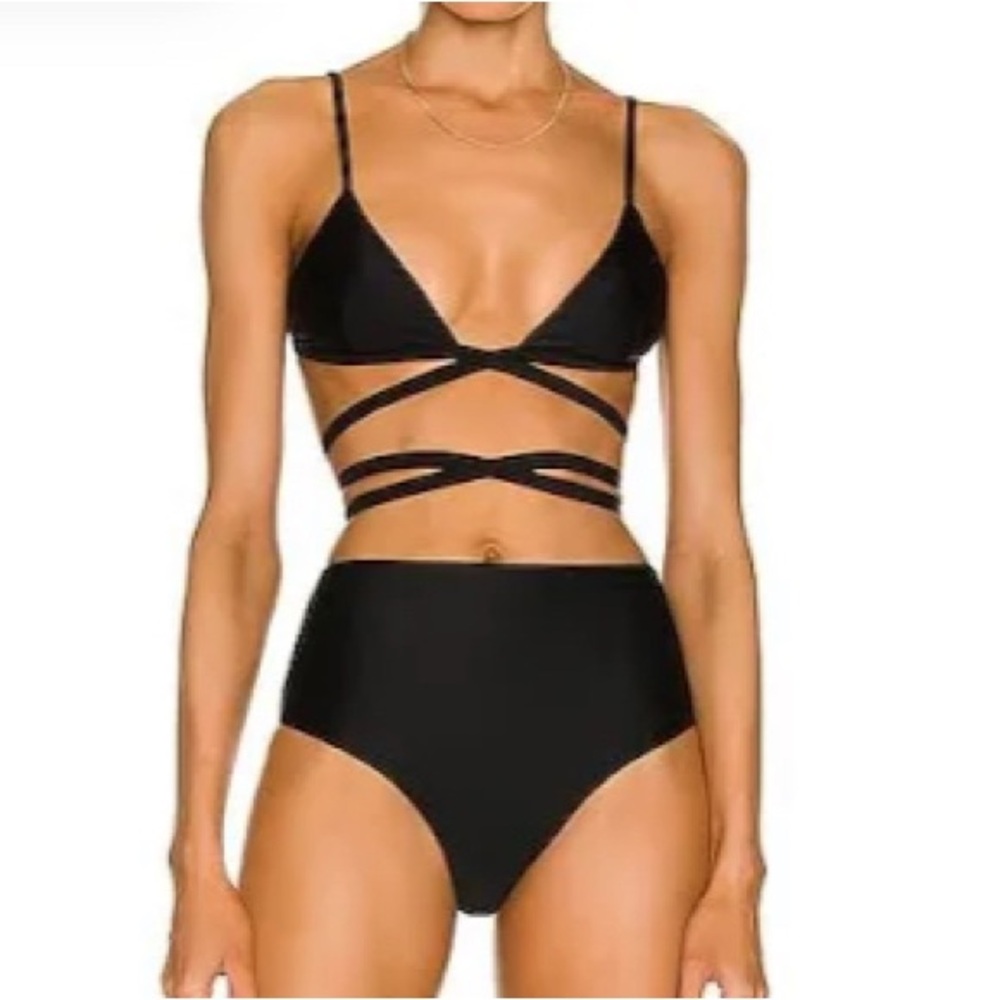 Lioness Black Triangle Wrap Bikini Top
